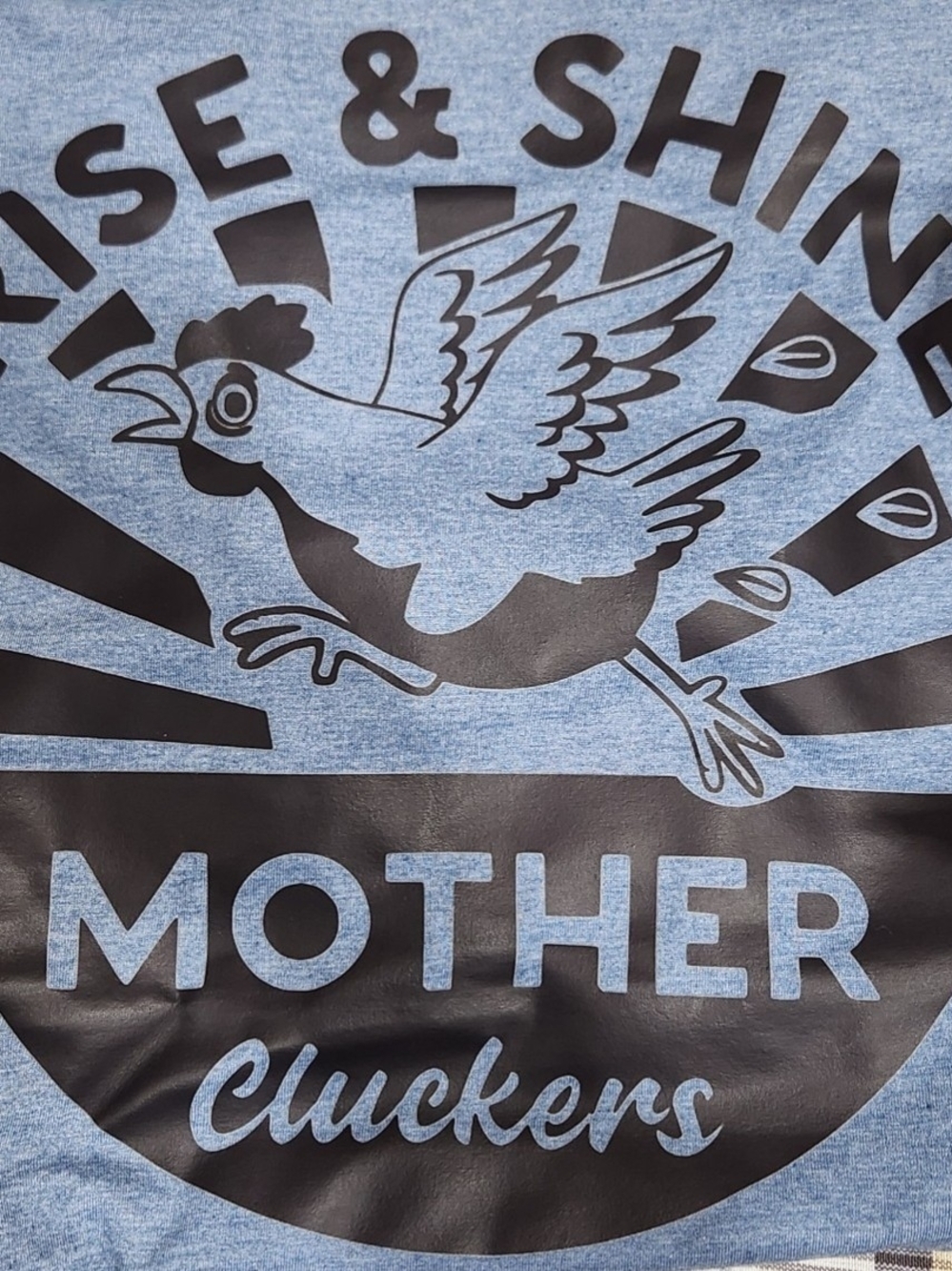 Mother Cluckers Graphic Adult Tee - Heathered Blue